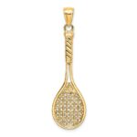 14K Large 3-D Polished Tennis Racquet Charm