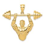 14K Bodybuilder Waist Up with Barbell Pendant