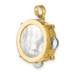 14K Two-tone 3-D Tambourine with Moveable Jingles Mother of Pearl Charm - Image 5