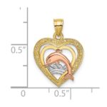 14K Two-tone with White Rhodium Dolphin In Heart Charm - Image 3