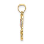 14k Two-tone with White Rhodium Flower In Heart Charm - Image 2