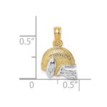 14k and White Rhodium Football Helmet with Ball Charm - Image 3