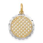 14K and White Rhodium Diamond-cut Sunflower Pendant Charm