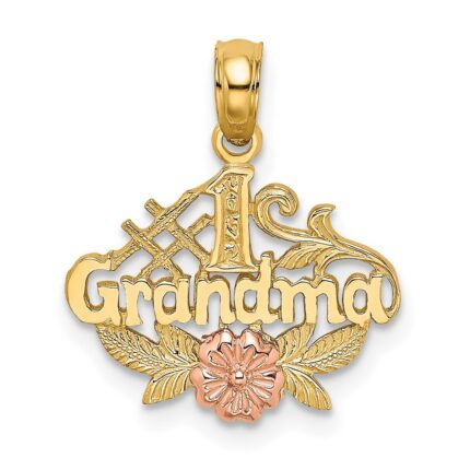 14k Two-Tone #1 GRANDMA with Flower Charm