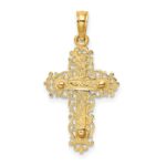14K Two-Tone Crucifix with Lace Trim Charm - Image 4
