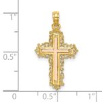 14K Two-Tone Cross with Lace Trim Charm - Image 3