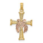 14l Two-Tone Textured Finish Cross with Drape Charm