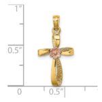 14k Two-Tone Twisted Cross with Flower Charm - Image 3