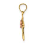 14k Two-Tone Cross with Small Flower Charm - Image 2