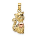 14k Two-Tone Cat with Heart Charm