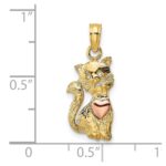 14k Two-Tone Cat with Heart Charm - Image 3