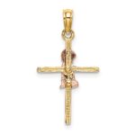 14K Two-Tone 2-D Boy On Cross Charm - Image 4