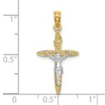14K and White Rhodium INRI Crucifix Charm - Image 3