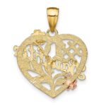 14k Two-tone with White Rhodium #1 DAUGHTER Heart Charm - Image 4