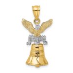 14k and White Rhodium 3-D Liberty Bell with Moveable Clapper and Eagle Top Charm