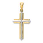 14K Two-tone Polished Cross Charm