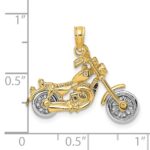 14k Two-tone 3-D Chopper Motorcycle with Moveable Wheels Charm - Image 3