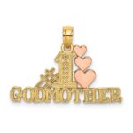 14K Two-tone Polished #1 GODMOTHER and Hearts Pendant