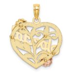 14k Two-tone with White Rhodium SPECIAL On Heart with Flowers Charm - Image 4