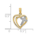 14K with White Rhodium Cross In Heart Charm - Image 3