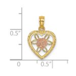 14k Two-Tone Flower in Heart Charm - Image 3