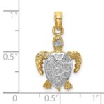 14K with White Rhodium Swimming Sea Turtle Charm - Image 3