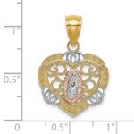 14K Two-tone with White Rhodium Our Lady of Guadalupe In Heart Charm - Image 3