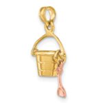 14K Rose and Yellow Gold 3-D Beach Bucket and Moveable Shovel Charm - Image 5