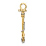 14K and White Rhodium 3-D Large Anchor with Rope and Shackle Bail Charm - Image 2