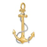 14K and White Rhodium 3-D Large Anchor with Rope and Shackle Bail Charm - Image 5