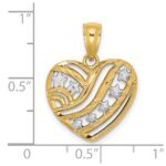 14k and White Rhodium Stars and Stripes Heart Charm - Image 3