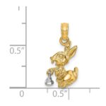 14k Two-Tone Moveable 3-D Bunny Rabbit with Bell Charm - Image 4