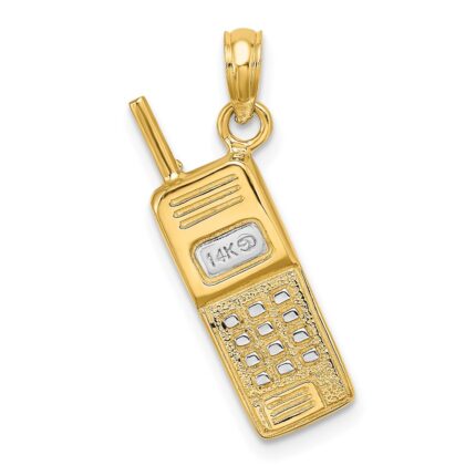 14K and White Rhodium 3-D Retro Cell Phone Charm