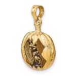 14k and Rhodium 3-D Jack-o-Lantern with Enameled Black Cat and Moon Charm - Image 5
