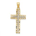 14K and White Rhodium Cross Charm