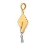 14k 3-D Graduation Cap with White Rhodium Moveable Tassel Charm - Image 5