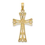 14K and White Rhodium Diamond-cut Cross Charm - Image 4