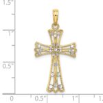 14K and White Rhodium Diamond-cut Cross Charm - Image 3