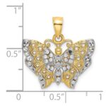 14k and White Rhodium Cut-out Wings Butterfly Pendant - Image 3