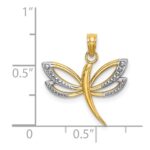 14k and White Rhodium Textured Dragonfly Charm - Image 3