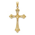 14K with White Rhodium Diamond-cut Edges Cross Charm - Image 4