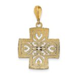 14K and White Rhodium Large Diamond-cut Hearts Maltese Cross Charm - Image 4