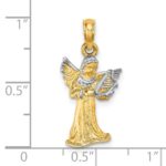 14k and White Rhodium 3-D Angel Playing Harp Charm - Image 3