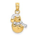 14k and White Rhodium Snowman Charm