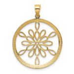 14K and White Rhodium Diamond-cut Circle Snowflake Charm - Image 4