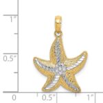 14K and White Rhodium Diamond-cut Small Starfish Charm - Image 3