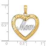 14k with White Rhodium Diamond-cut MOM Heart Charm - Image 3