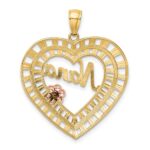 14k Two-tone with White Rhodium NANA Heart with Flowers Charm - Image 3