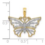 14k and White Rhodium Diamond-cut Butterfly Charm - Image 3