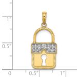 14k and White Rhodium Lock Charm - Image 4